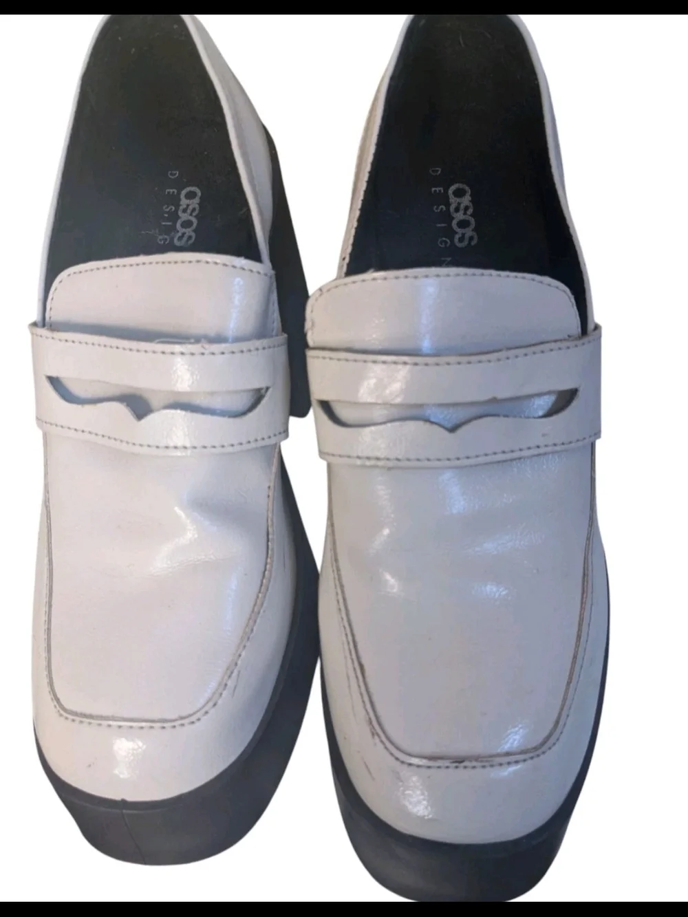 ASOS Design Profile Chunky High Heel Loafer Ivory Sz 6 Platform Shoe Y2K Design